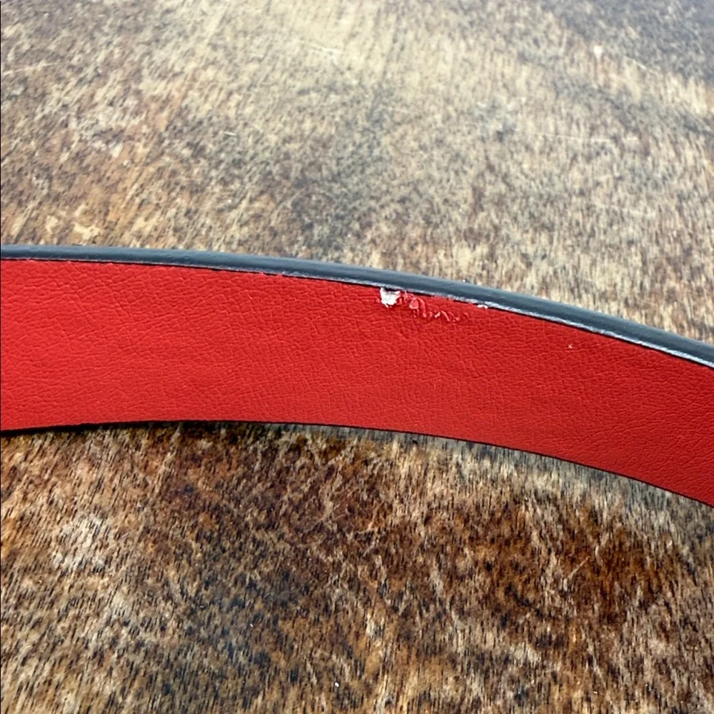 GAP Belt Wm Large Leopard Print Calf Hair Red Faux Leather Interior Thin Animal